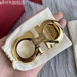 UHFR官方适配原版菲拉腰带格慕扣头8打孔皮带扣头3.43.5纯铜平滑扣 菲拉格慕-亮面金色