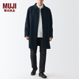 无印良品 MUJI 男式 羊毛混 短外套 毛呢大衣 男士男款外套 ADF02C2A 深藏青色 S (165/84A)