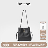 半坡饰族（bampo）女包新款结瑞包小包单肩斜挎包轻盈便捷牛皮真皮女时尚包包 墨碳黑 小包