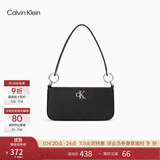 Calvin Klein时尚腋下包礼物通勤洋气包包金属字母拉链CK女包单肩法棍包DH3237 001-太空黑 OS