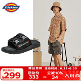 Dickies拖鞋男鞋夏季室外透气鞋子男士凉拖鞋潮流一字拖鞋外穿沙滩鞋 黑色 42
