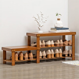 木马人简易收纳小鞋架客厅储物玄关柜子门口鞋柜家用换鞋凳防尘置物架子 【加厚纯竹】经典款-二层70长