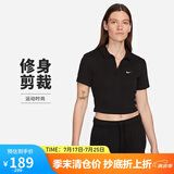 耐克(NIKE)春夏女短袖T恤 POLO衫 运动休闲 简约时尚 DV7885-010黑XL
