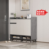 第一森林实木鞋柜家用门口多层收纳柜2024新款入户室内一体玄关柜简易鞋架 【实木芯三门】  天辰灰色100cm 组装（自行安装）