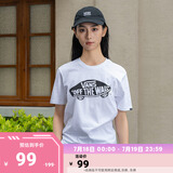 VANS范斯官方 男女情侣短袖T恤夏季滑板LOGO经典款白黑出游好物 白色 2XL