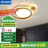 HD led客厅吊灯 北欧轻奢卧室餐厅全屋灯饰现代简约包安装灯具套餐 金色大圆/48W/三色调光/50*6cm
