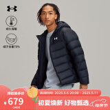 安德玛（UNDERARMOUR）冬季新款Core男子连帽运动短款鸭绒保暖羽绒服6001970 黑色001 L