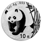 马甸藏品2000年-2024年熊猫银币含银量99.9%银 熊猫银币 2002年熊猫银币1盎司单枚