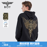 BOY LONDON【金翼盾牌】潮牌长袖中性风夏季烫钻绣花LOGO廓形连帽卫衣N04018 黑色 S 此款偏大，建议拍小一码