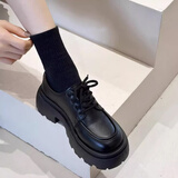 ACLNX英伦风厚底小皮鞋女25年秋季新款粗跟单鞋jk制服配裙子百搭乐福鞋 哑光-黑色 36 (230mm)