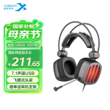 西伯利亚（XIBERIA）S21 游戏耳机头戴式 电脑电竞有线耳机耳麦 7.1声道线控不求人主播吃鸡听声辨位绝地求生耳机带麦 S21U耀夜灰【USB7.1电脑版】