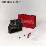 CHARLES&KEITH子母链条大容量流浪包托特包单肩斜挎包女包生日礼CK2-40671449 Black黑色 L