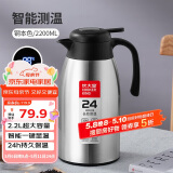 炊大皇保温壶304不锈钢家用大容量防滑底智能温显保温壶 钢本色 2.2L
