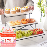 友来福陶瓷水果盘高档甜品台架三层客厅坚果瓜子零食点心盘聚会商务接待