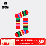Happy Socks春夏款袜子女男袜薄荷曼波运动彩虹白色棉袜中筒袜 彩红条纹 1双 M 36-40