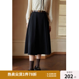 独束[神裙3.0版]独束大码女装高腰半身裙女秋冬微胖mm遮胯显瘦A字裙 静谧黑 XL