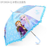迪士尼儿童雨伞女童手动长直伞爱莎直柄伞小学生幼儿园上学专用宝宝雨具 冰雪蓝色 DF19034-Q 8骨