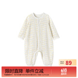英氏（YEEHOO）婴儿衣服新生儿连体衣宝宝婴幼儿居家爬服连体服 浅黄80CM