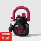 【京东物流】网红可爱水杯双饮拎拎水壶大容量便携塑料杯子学生女 黑红色800ml