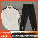 COZOK体育生田径训练服长袖长裤套装男女跑步体考比赛服宽松速干半拉链 Y18春秋常规套装-白【速干面料】 L【建议100-120斤】
