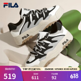 斐乐（FILA）斑斓鞋ROSETTA女鞋板鞋新款面包厚底鞋复古休闲鞋 雪白/黑-SB 37.5
