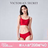 维多利亚的秘密（Victoria's Secret）双尺码果冻条小背心无钢圈内衣女文胸内裤内衣套装夏季送女友礼物 唇红色文胸+内裤 L /XL