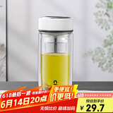 希乐玻璃杯双层玻璃水杯男士商务办公茶水分离杯便携泡茶杯子大容量