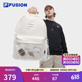 斐乐（FILA）FUSION潮牌背包情侣款双肩包女士包包大容量电脑包男士休闲书包 玉米白-IV XS