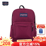 JANSPORT杰斯伯书包轻便双肩包男女旅行包简约背包电脑包学生校园 4QUT04S深紫酒红-侧边袋