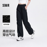 森马（Semir）【大促福袋】休闲裤男女简约百搭长裤夏季运动风潮流裤子 女-Q款黑色【垂感阔腿裤】 L