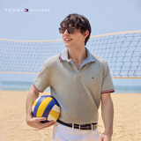 TOMMY HILFIGER【珠地网眼】夏季男透气舒适镶边T恤/纯色修身多色短袖POLO 【合身款】雾空灰色P7A XL
