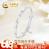 中国黄金（CHINA GOLD）竹节足银手镯女士实心推拉银镯子生日礼物送女友老婆 竹报平安足银手镯女士【京速达】