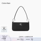 Calvin Klein【节日礼物】腋下包通勤洋气包包字母拉链ck女包单肩法棍包DH3237 001-太空黑 OS