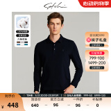 沙驰SATCHI男装男士长袖T恤春秋款纯棉商务POLO翻领基础轻薄透气打底T恤衫男 藏青 L (50)