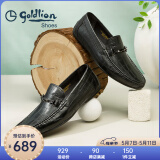 金利来（goldlion）男鞋豆豆鞋春夏季皮鞋男时尚男士皮鞋商务休闲鞋柔软乐福鞋男 黑色（偏大一码） 40