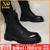 XO马丁靴男牛皮2025新款靴子男士高帮男靴厚底鞋子男工装靴皮鞋男鞋 黑色【镇店款-颜值实力派】A3901 39