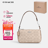 蔻驰（COACH）【品牌直供】女士小号手提手拿包腋下包麻将包CY236SVXCU拿铁色