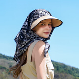 卡蒙（Kenmont）春夏宽松大帽檐草帽女度假可折叠头巾防晒帽遮脸全方位遮阳帽6241