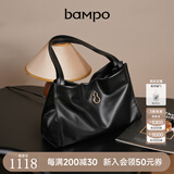 半坡饰族（bampo）【李梦同款】女包包新款福瑞方方包头层牛皮大容量轻奢单肩斜挎包 墨碳黑【葫芦专属五金】