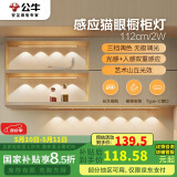 公牛（BULL）感应猫眼橱柜灯磁吸充电山丘光效展柜玄关氛围小夜灯 银112cm三色