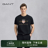 GANT/甘特【100%棉】男女情侣款学院风美式休闲圆领短袖重磅T恤 5黑色 XL
