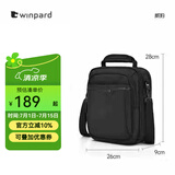 WINPARD/威豹商务男包手提公事包休闲单肩包出差男包斜挎包 黑色(大版/四层袋 可放9.7寸平板