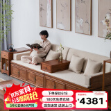 溪木工坊罗汉床新中式储物实木沙发床大尺寸仿古禅意老榆木家具 2.5米单床