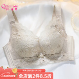 纤诗柔新款内衣女薄款大胸显小收副乳透气洞洞杯上托防下垂无钢圈胸罩夏 茶色 80B