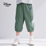 迪士尼（DISNEY）童装儿童男童拼接七分裤梭织束脚运动裤子24夏DB321OE03绿130
