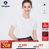 Navigare意大利小帆船短袖T恤衫女夏季圆领百搭体恤衫修身短款基础款上衣 科技白 M