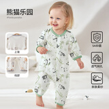欧孕（OUYUN）婴儿衣服夏季薄款空调服睡衣男女宝宝连体衣网眼竹棉哈衣爬服 熊猫乐园【半背网孔 竹棉针织】 90cm 【建议身高85-93cm】