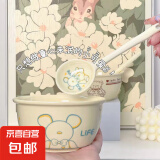 【采销推荐】高颜值可爱饭碗带勺家用辅食碗宿舍甜品碗情侣款 酷酷熊1碗1勺