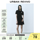 UR2025春季新款女装立体花朵收腰Polo领短袖连衣裙UYY750054 正黑 L