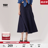 Levi's李维斯冰酷系列25春夏新款女士美式高街压褶蓝色牛仔半身裙 牛仔蓝 2XL (29)